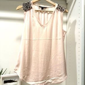 Pink sequin silk top